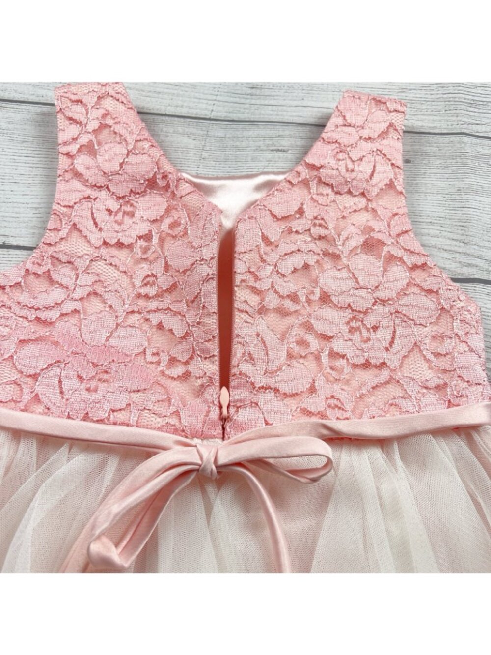 American Princess Girls Pink Floral Lace Tulle Party Dress 6 - Picture 5 of 5